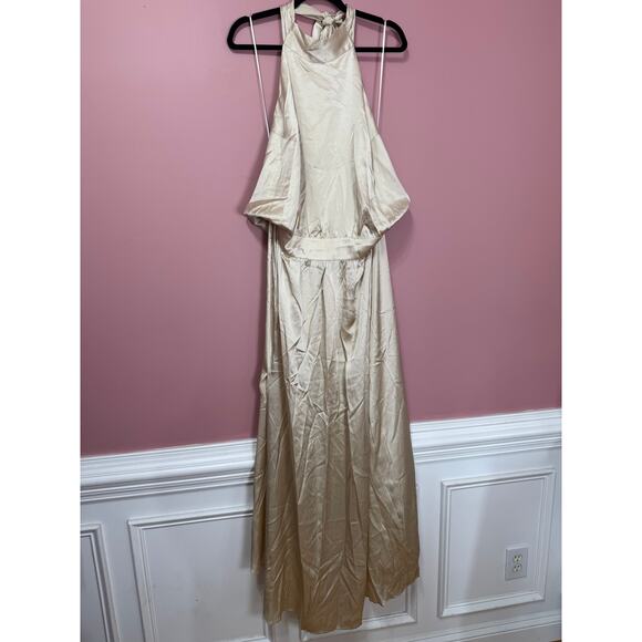 NEW NWT Reformation Alani SIlk High Neck Dress Ivory Size 24 - Picture 2 of 6